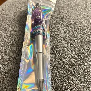 Silver and Purple Beaded Pen